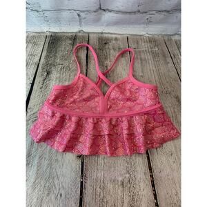 JUSTICE Girl’s Pink Silver Ruffled Tankini Top / Size: 8